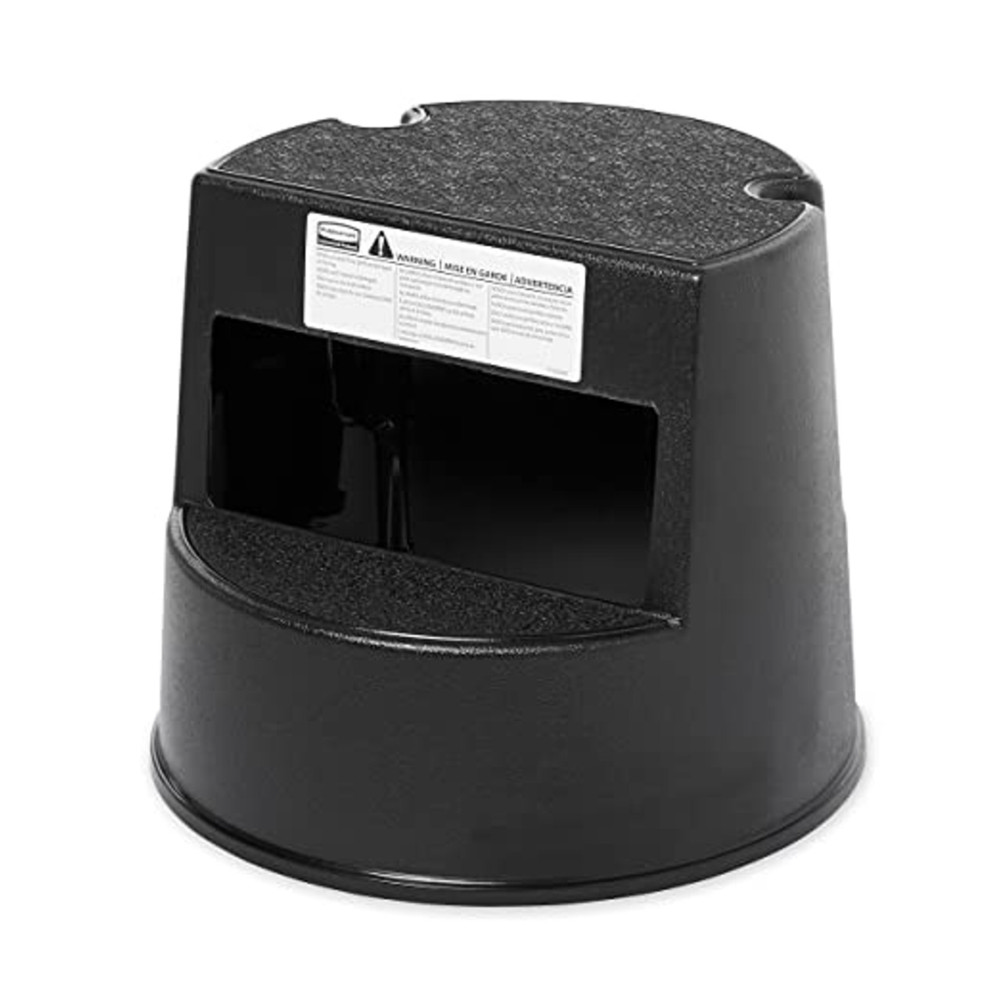 Taburete Móvil De Dos Peldaños Negro Rubbermaid