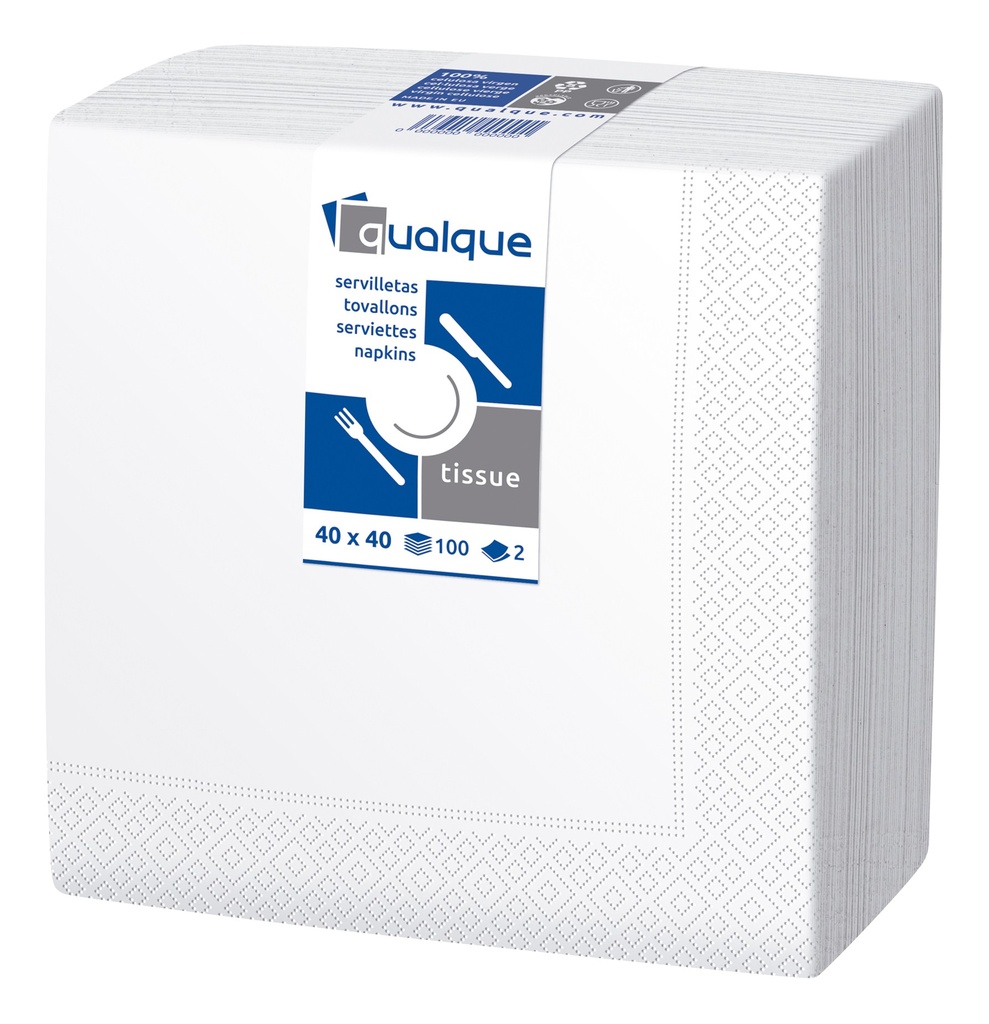 [Q12200] SERVILLETA 40 X 40 1/4 2 CP BLANCA
