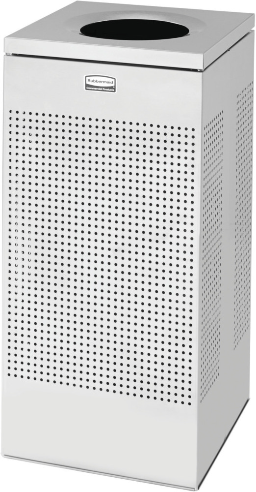PAPELERA RECTANGULAR SILHOUETTES GRANDE 60 L PLATA METÁLICA