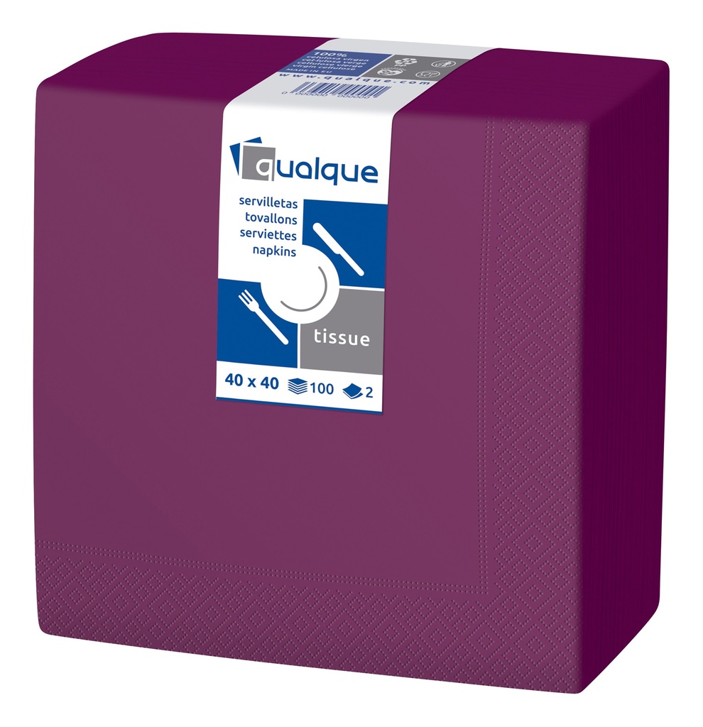 [Q12201] SERVILLETA 40 X 40 1/4 2 CP BURDEOS