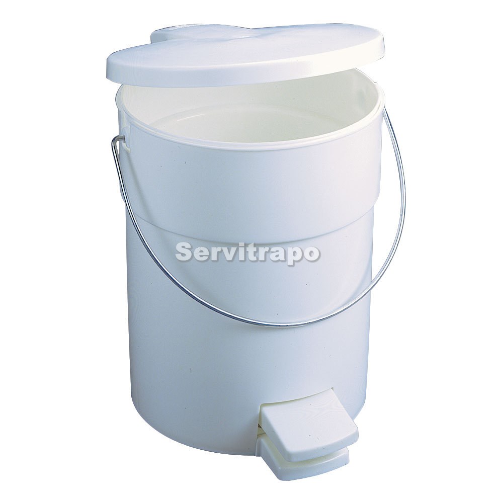 Contenedor con pedal redondo blanco