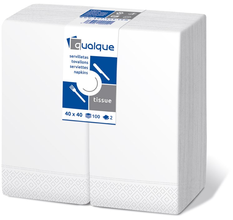 Servilleta Tisú 2 Cp Cenefa 40 X 40 1/8 Blanca