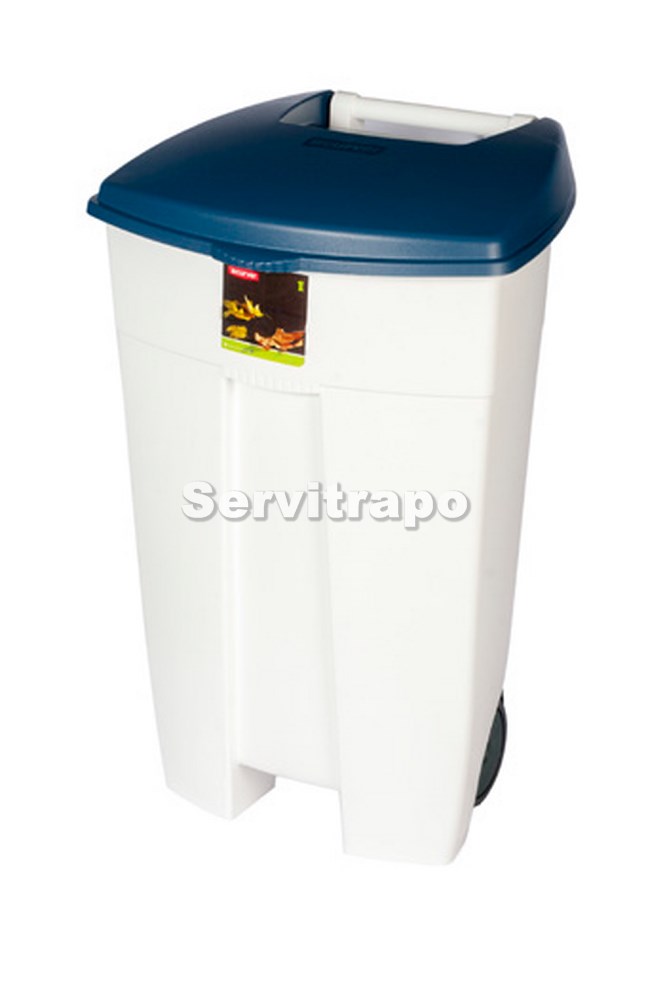 Contenedor con pedal ECO (blanco tapa azul)