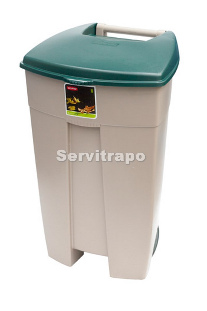 Contenedor con pedal ECO (beige tapa verde)
