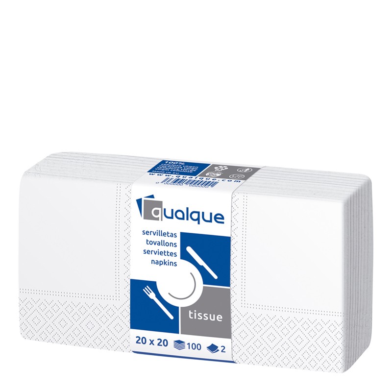 [Q12660] Servilleta Tisú 2 Cp Cenefa 20 X 20 1/4 Blanca