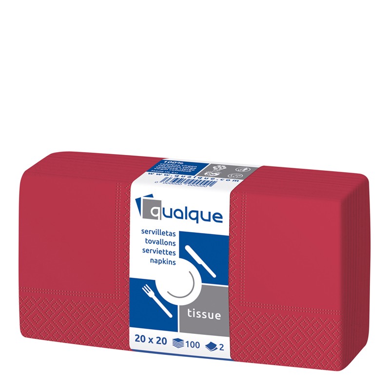 [Q12664] Servilleta 20 X 20 1/4 2 Cp Roja