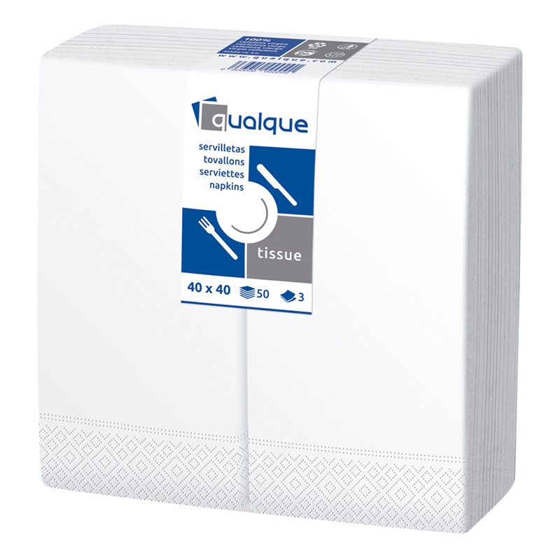 [Q13220] Servilleta Tisú 2 cp Cenefa 40 X 40 1/8 Blanca
