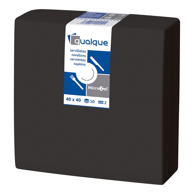 [Q14202] Servilleta Microcel 40 X 40 2 Cp 1/4 Negra