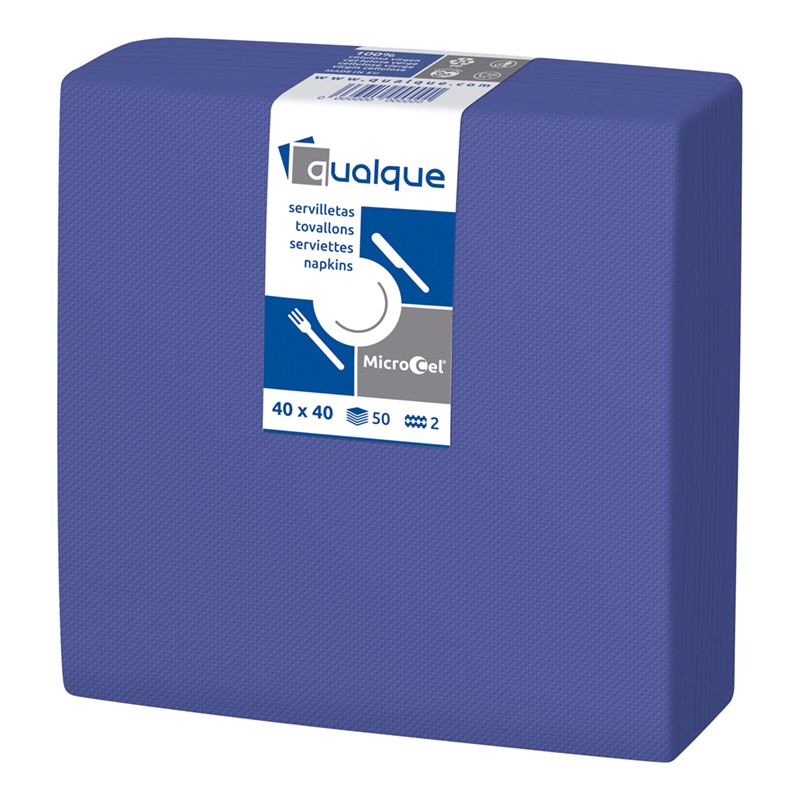 [Q14205] Servilleta Microcel 40 X 40 2 Cp 1/4 Azul
