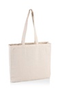 Bolsas de algodón superior, horizontal con asas largas y fuelle de 10 cm de 220 gr