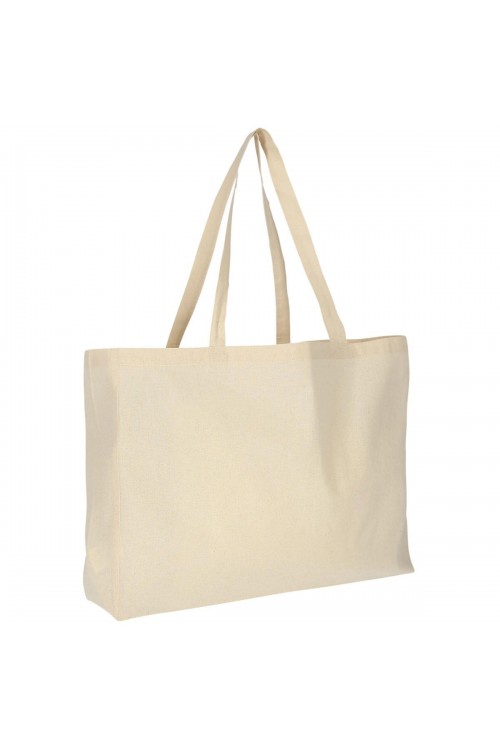 Bolsa de algodón con base de 12 cm y asas largas 48x36 cm de 150 gr