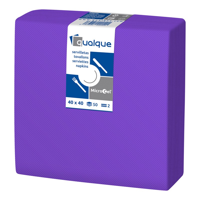 [Q14213] Servilleta Microcel 40 X 40 2 Cp 1/4 Lila
