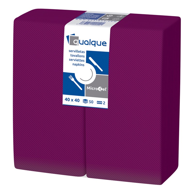 [Q14241] Servilleta Microcel 40 X 40 2 Cp 1/8 Burdeos