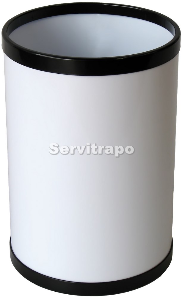 [1899460] Papelera Redonda Blanca Aros Negros