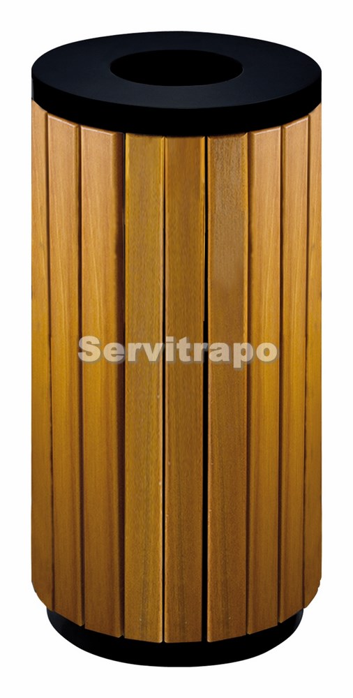 Papelera Redonda Para Exteriores Madera