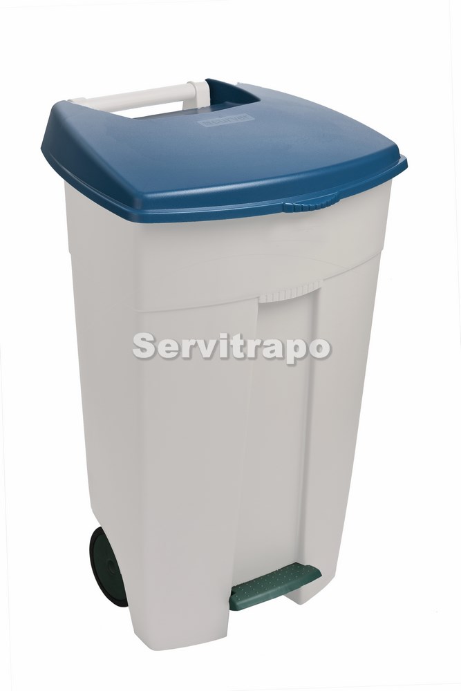 Cubo Exterior Móvil 110l Con Pedal Y Tapa Azul