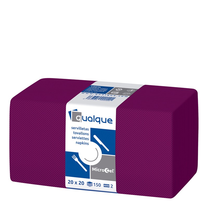 [Q14601] SERVILLETA MICROCEL 20 X 20 2 CP 1/4 BURDEOS