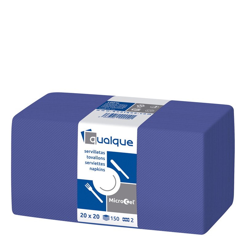 [Q14605] Servilleta Microcel 20 X 20 2 Cp 1/4 Azul