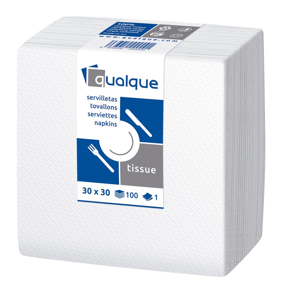 [Q11100] SERVILLETA 30 X 30 1/4 1 CP BLANCA