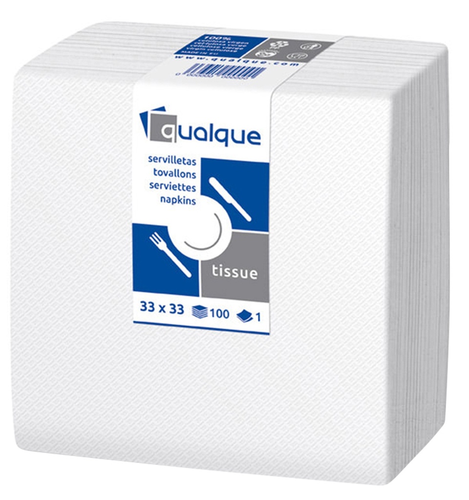 [Q11300] Servilleta Tisú 1 cp gofrado 33 X 33 1/4  Blanca