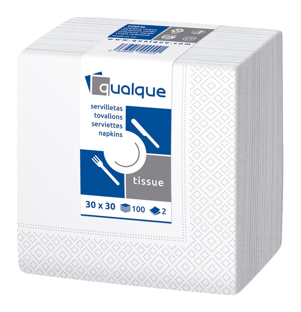 [Q12100] SERVILLETA 30 X 30 1/4 2 CP BLANCA