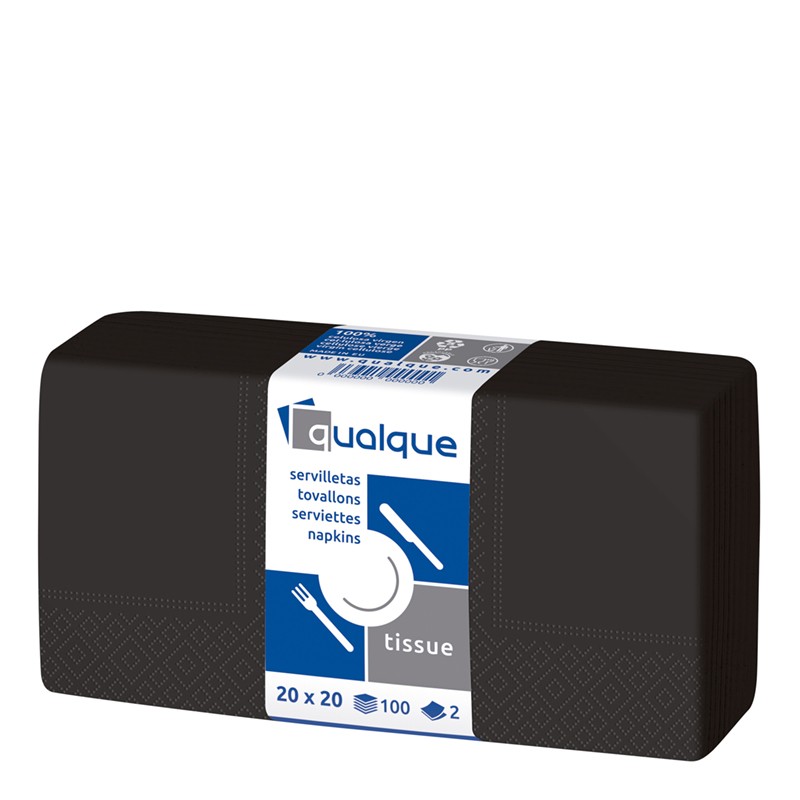 [Q12662] Servilleta 20 X 20 1/4 2 Cp Negra