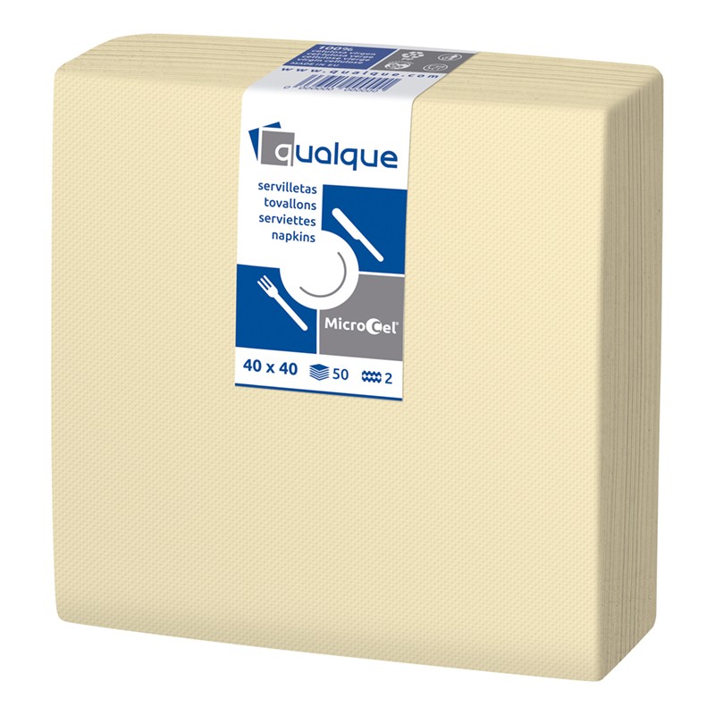 [Q14203] Servilleta Microcel 40 X 40 2 Cp 1/4 Crema