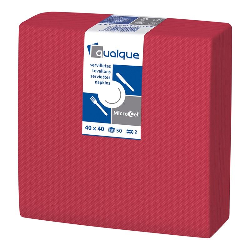 SERVILLETA MICROCEL 40 X 40 2 CP 1/4 ROJA