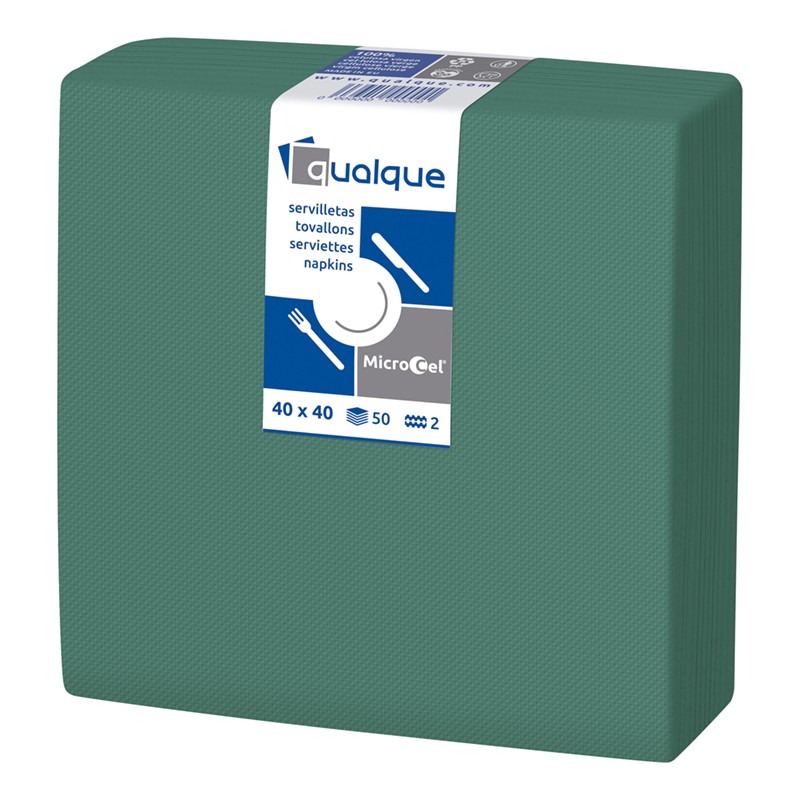 [Q14209] Servilleta Microcel 40 X 40 2 Cp 1/4 Verde
