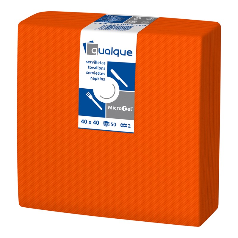 [Q14210] SERVILLETA MICROCEL 40 X 40 2 CP 1/4 NARANJA