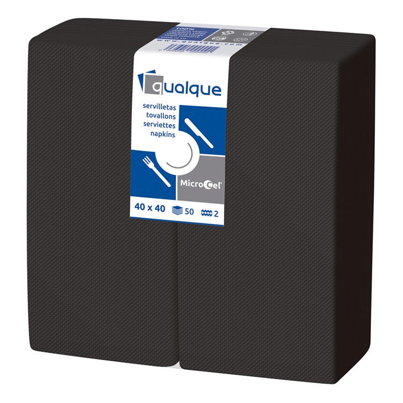 SERVILLETA MICROCEL 40 X 40 2 CP 1/8 NEGRA