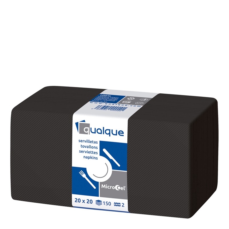 Servilleta Microcel 20 X 20 2 Cp 1/4 Negra