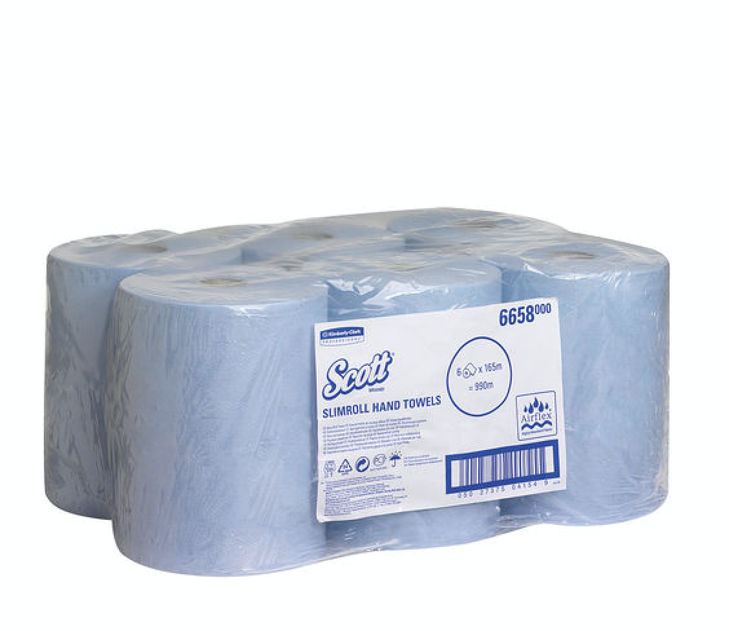 [6658000] Toallas Seca Manos En Rollo Scott Slimroll 1 Capa Azul 165 M