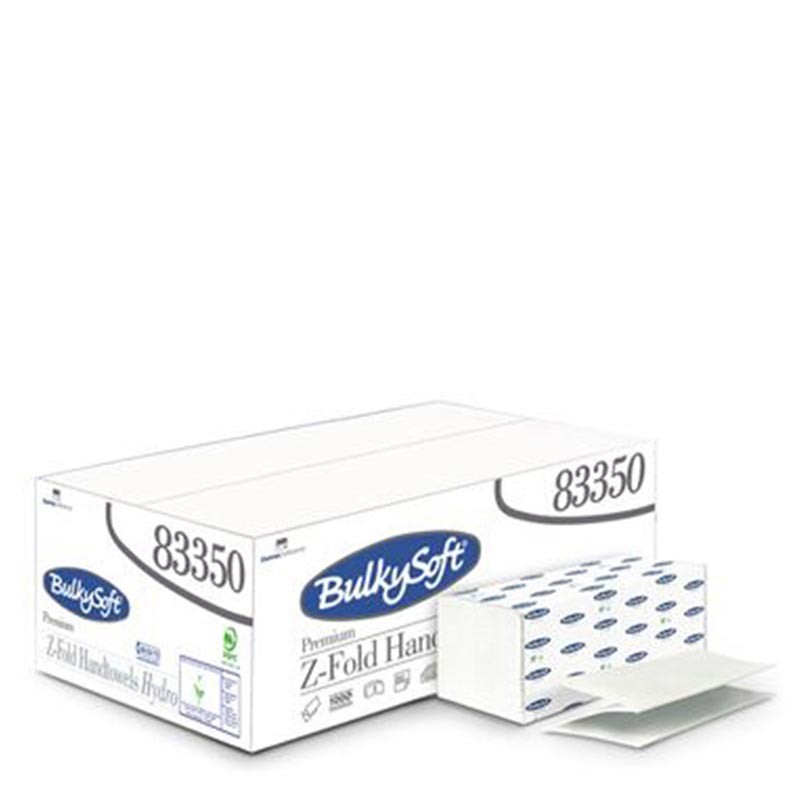 [83350] Toalla Seca Manos Hidrosoluble Bulkysoft Premium Z-Fold 2 Capas