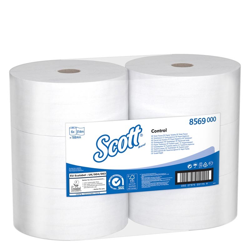 Papel Higiénico Jumbo Scott 2 Capas Dispensación Central  314 M