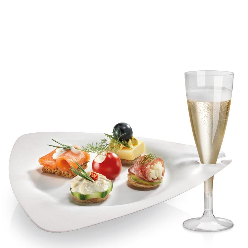 Plato Trigón Pulpa Con Soporte Para Copa De Champagne
