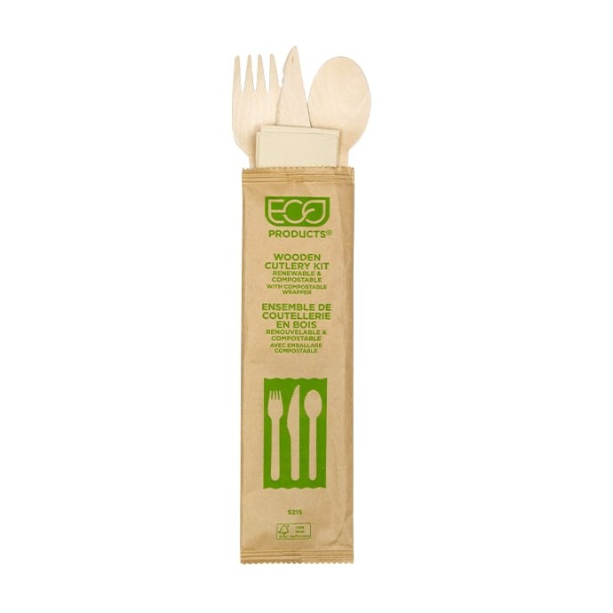[001010938] Pack Cubiertos Madera Tenedor + Cuchillo + Cuchara + Servilleta