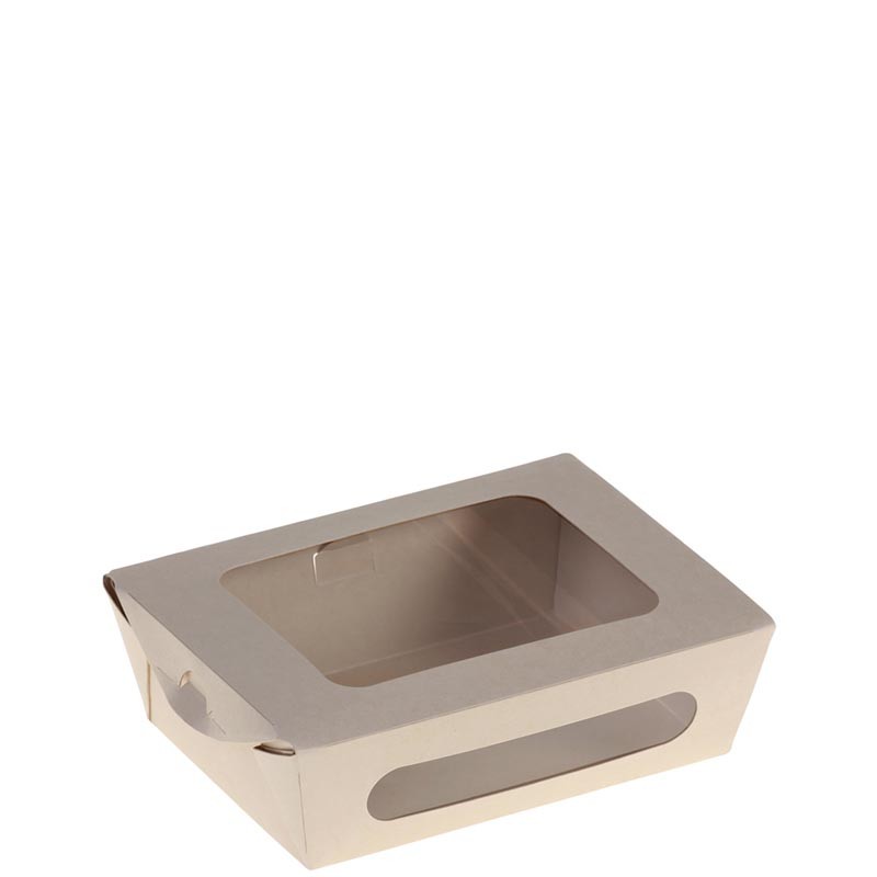 [PV19617] Caja Take Away Bambú Con Tapa Bisagra Y Ventana 20X14X6 Cm