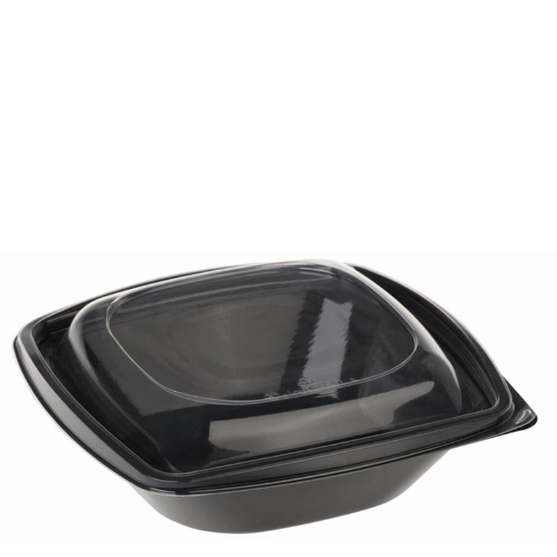 Bol Negro Con Tapa Transparente Pla 360 Ml