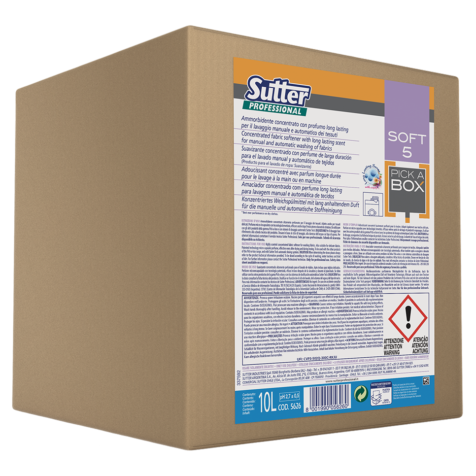 [562600] PICK A BOX SOFT 5. SUAVIZANTE CONCENTRADO CON PERFUME DE LARGA DURACIÓN PARA EL LAVADO AUTOMÁTICO DS
