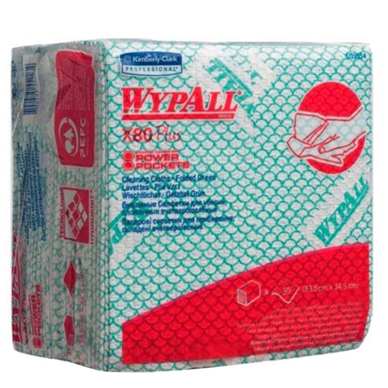 [19154000] Bayeta Wypall X80 Plus Plegadas 1/4 Verde