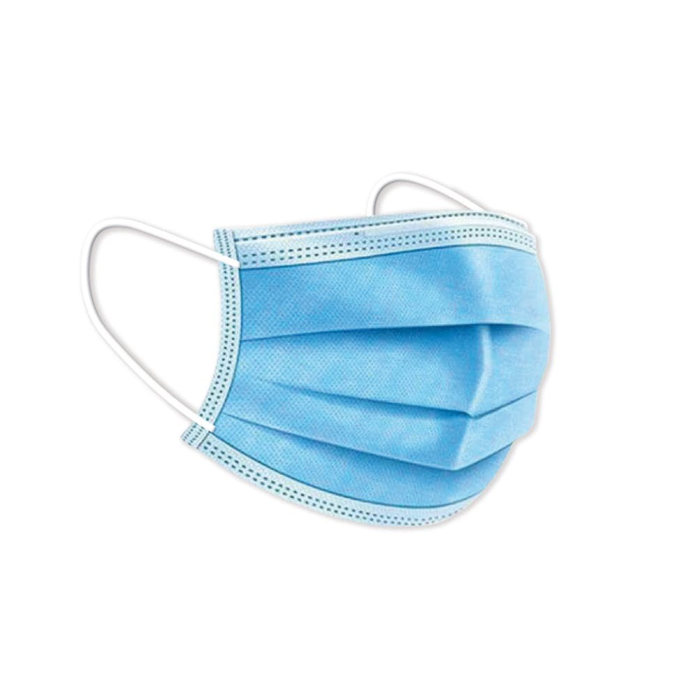 [304206] MASCARILLA QUIRÚRGICA AZUL DESECHABLE, PLANA  3 CAPAS , PINZA NASAL