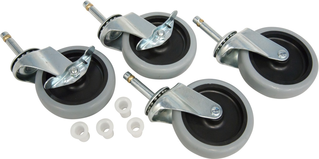 [R050281] KIT DE 4 RUEDAS GIRATORIAS (2 CON FRENO + 2 SIN FRENO)  PARA CARROS CAMARERA Y DE SERVICIO