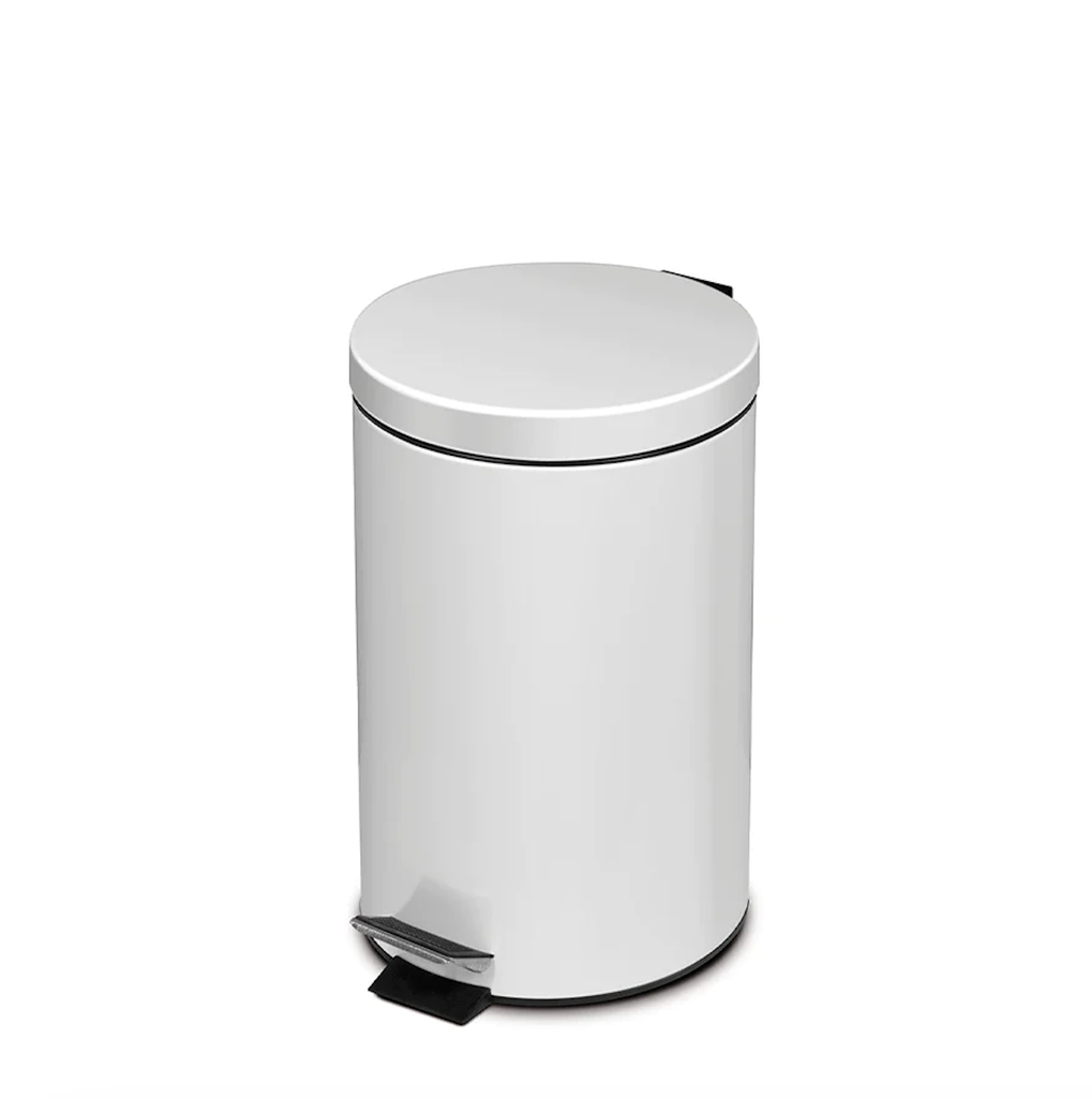 [CRP12B] Papelera Metal Standard Con Pedal 12 L Acero Pintado Blanco