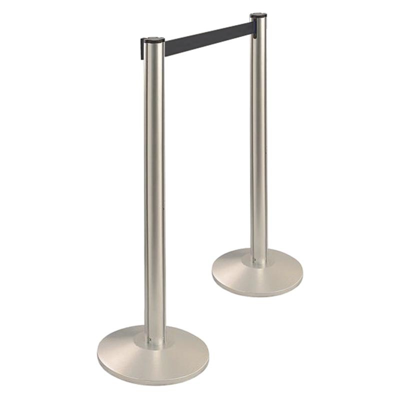 [405001BS] POSTE DE SEPARACIÓN ACERO INOX CON CINTA NEGRA 2,5 M