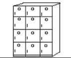 TAQUILLA 933X470X1780 MM, 3 MÓDULOS DE 4 PUERTAS