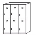 TAQUILLA 933X470X2030 MM, 3 MÓDULOS DE 2 PUERTAS