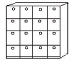 TAQUILLA 1238X470X2030 MM, 4 MÓDULOS DE 4 PUERTAS