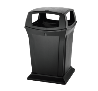 CONTENEDOR RANGER CON TAPA DE CUATRO ABERTURAS NEGRO