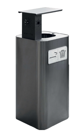 [PU100A-TP] PAPELERA CENICERO CON BANDEJA PURE PARA EXTERIOR CUBIERTO 100L ACERO INOX SATINADO